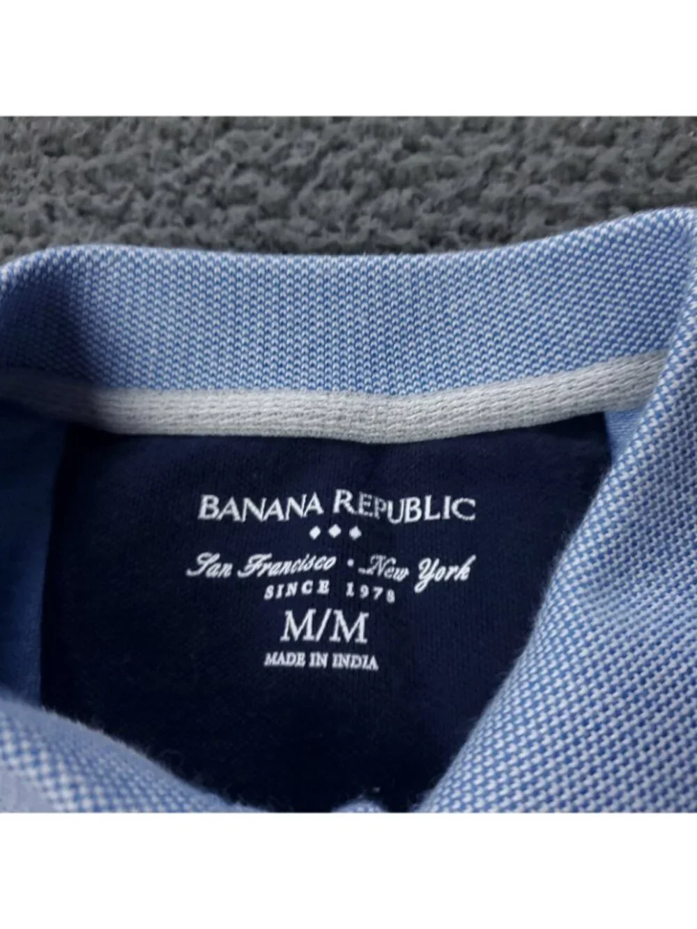 Banana Republic Polo Shirt Mens M Medium Blue Cotton Short Sleeve SF NY Casual